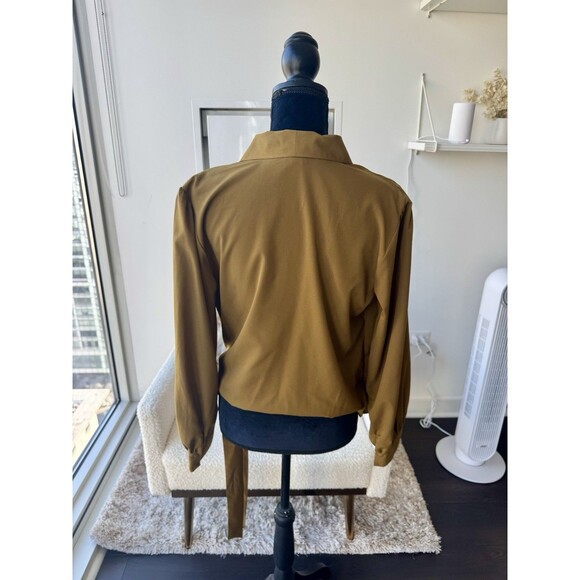 A New Day Olive Green Wrap Tie Front Long Sleeve Top Size Large - Picture 3 of 6